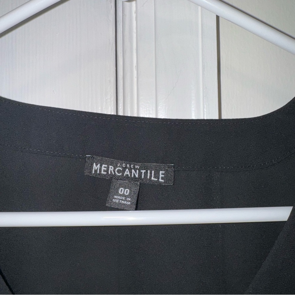 J. Crew Mercantile Black Tie Sleeve Blouse top shirt 00 - Picture 4 of 14